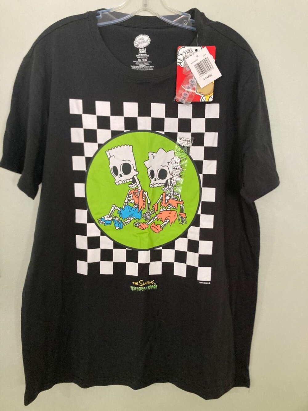 The Simpsons Treehouse Of Horror Skeleton Bart & Lisa Graphic T-Shirt XL Black C